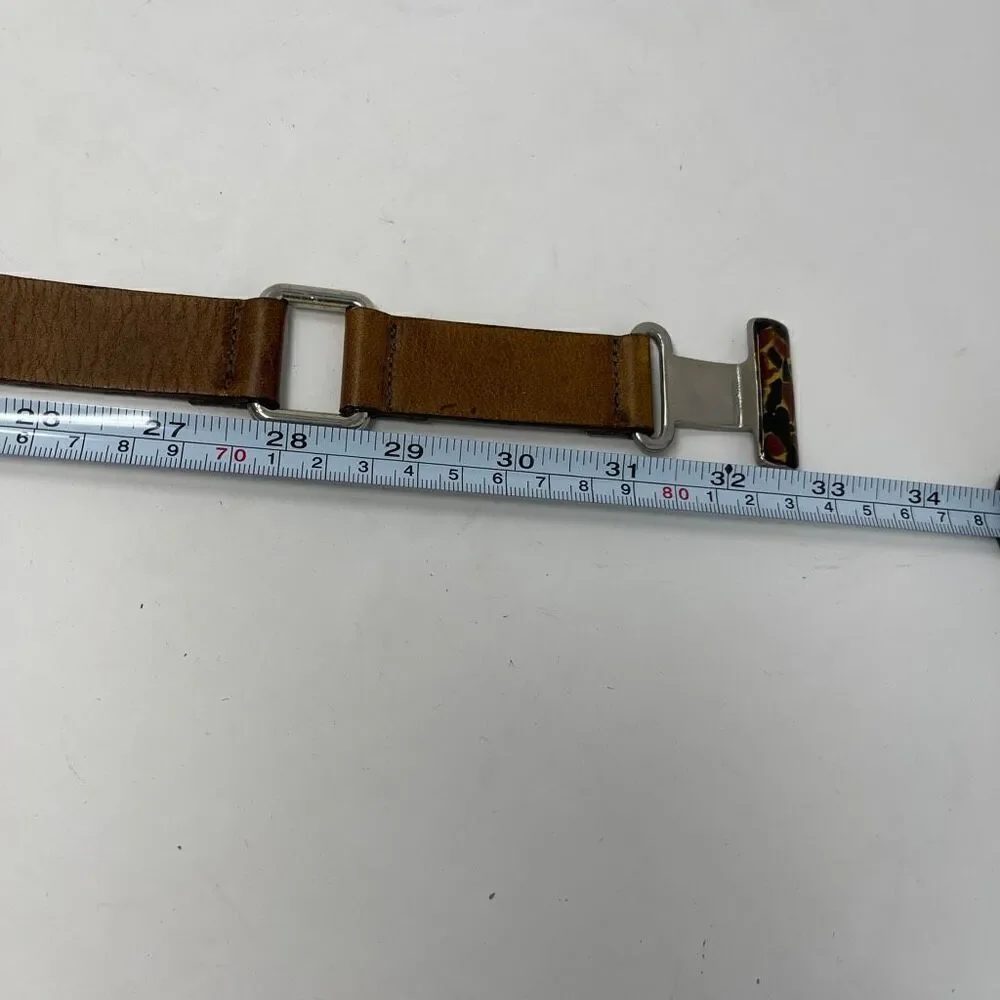 Noel Asmar Tan Brown Toggle Buckle Made In Italy Leather Waist Belt OS